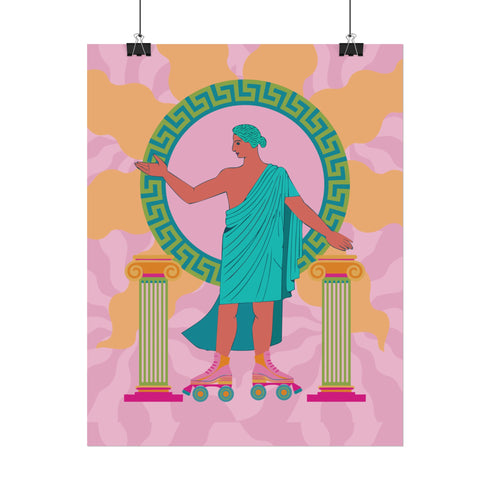Greek Statue on Roller Skates Art Print